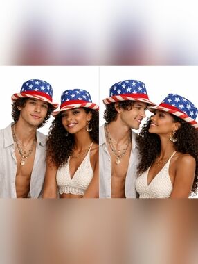✨️ New Patriotic American Flag Fedora Unisex Burlap Style Summer Hat 🇺🇸 USA